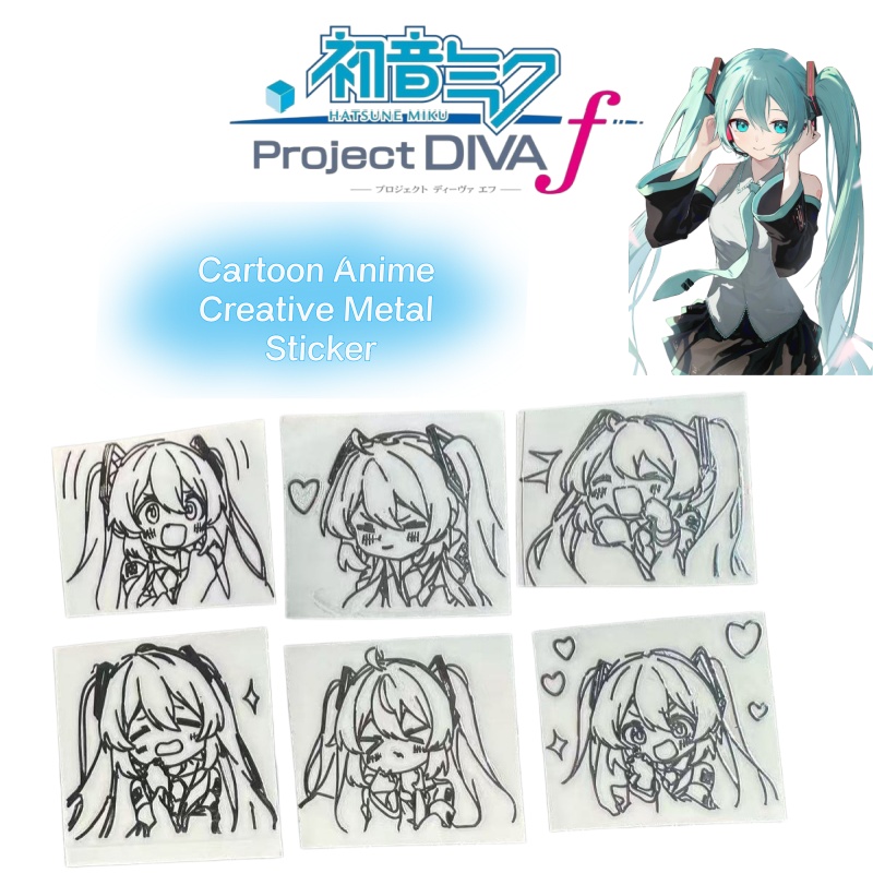 Laptop Tablet Accessories - Stiker logam karakter anime kartun Hatsune